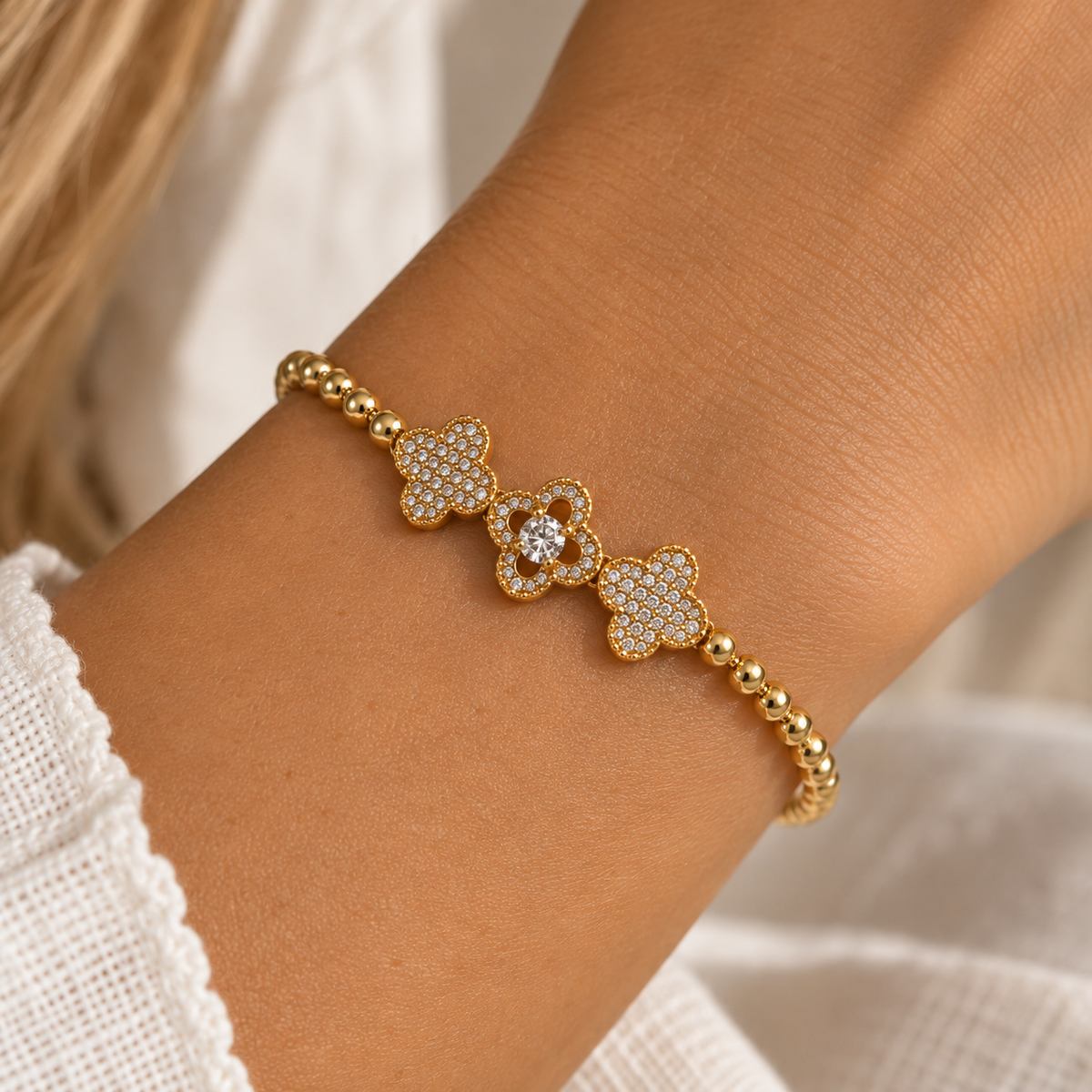 Pulsera Trébol Celeste