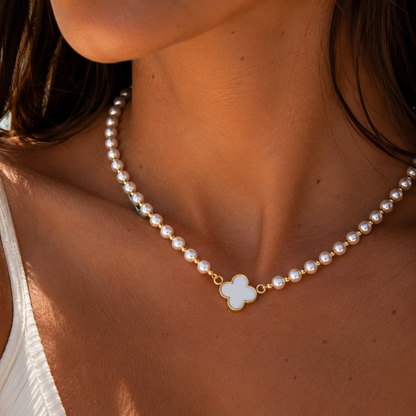 Collar Trébol Perla