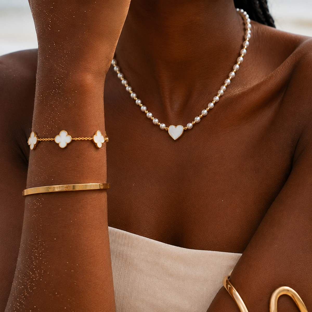 Collar Corazón Perla