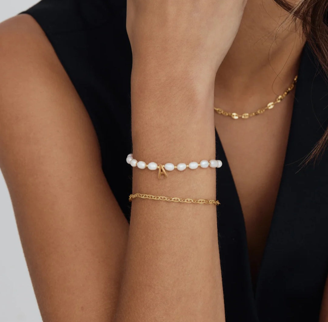 Pulsera Initial Perla